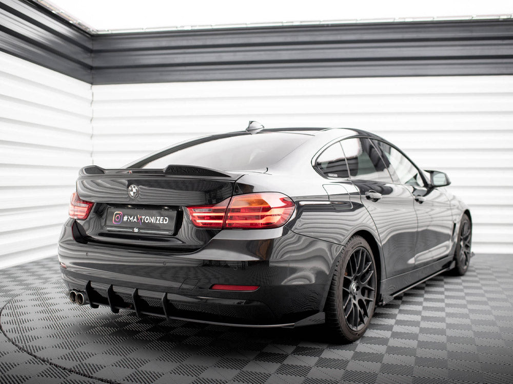 Street PRO Rear Diffuser + Flaps compatible with BMW 4 Gran Coupe F36 - Black-Red + Gloss Flaps