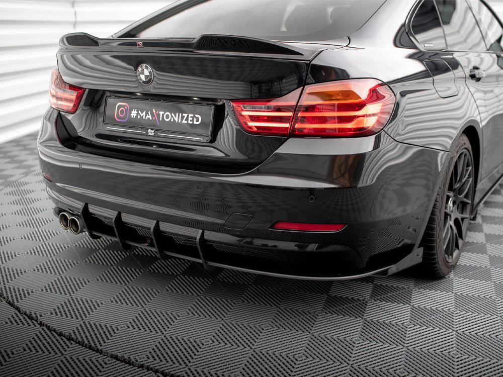 Street PRO Rear Diffuser + Flaps compatible with BMW 4 Gran Coupe F36 - Black-Red + Gloss Flaps