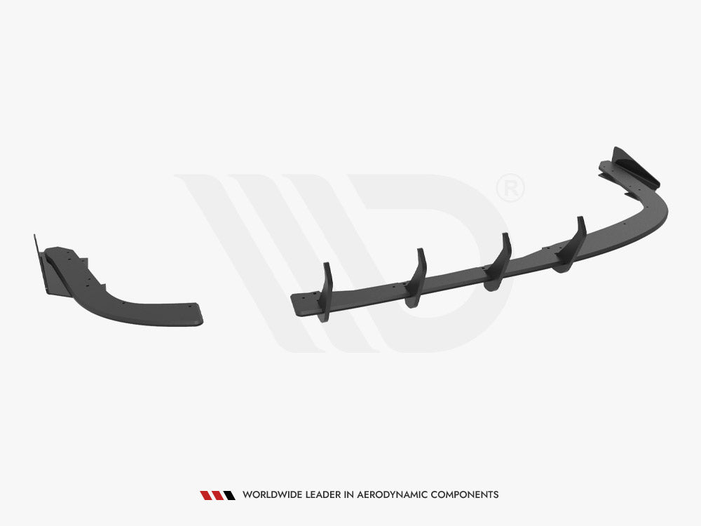 Street PRO Rear Diffuser + Flaps compatible with BMW 4 Gran Coupe F36 - Black-Red + Gloss Flaps