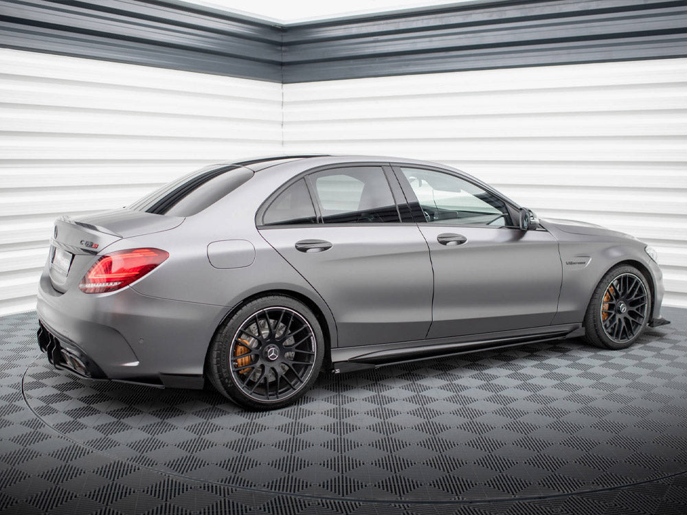 Street PRO Side Skirts Diffusers + Flaps compatible with Mercedes-AMG C63 Sedan / Estate W205 Facelift