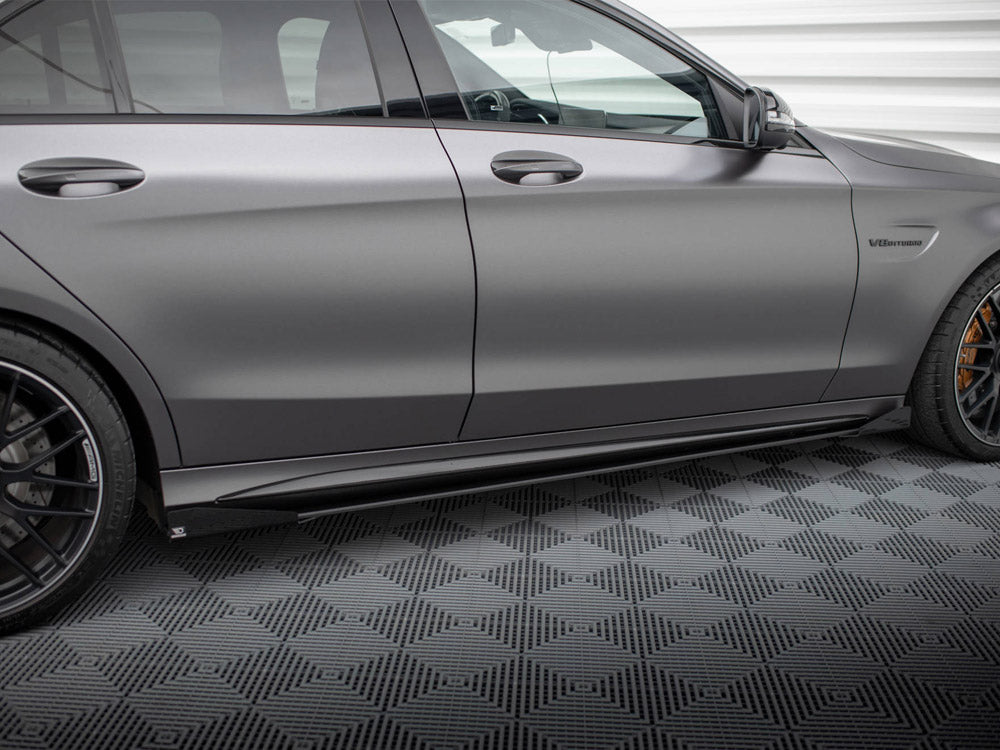Street PRO Side Skirts Diffusers + Flaps compatible with Mercedes-AMG C63 Sedan / Estate W205 Facelift