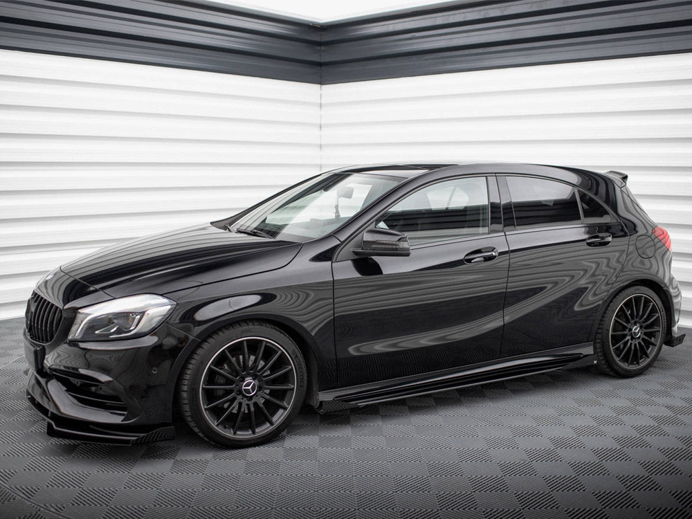 Street PRO Side Skirts Diffusers + Flaps compatible with Mercedes-Benz A AMG Line W176 Facelift