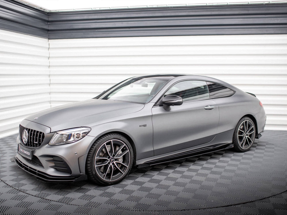 Street PRO Side Skirt Diffusers + Flaps compatible with Mercedes-AMG C43 Coupe / Cabrio C205 Facelift / A205 Facelift
