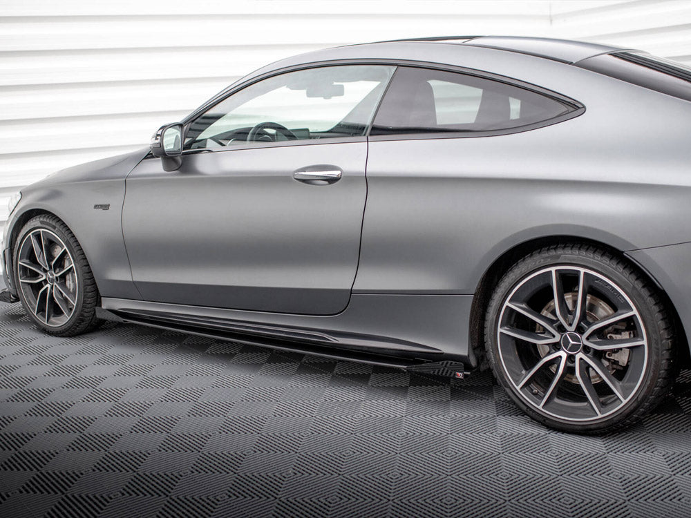 Street PRO Side Skirt Diffusers + Flaps compatible with Mercedes-AMG C43 Coupe / Cabrio C205 Facelift / A205 Facelift