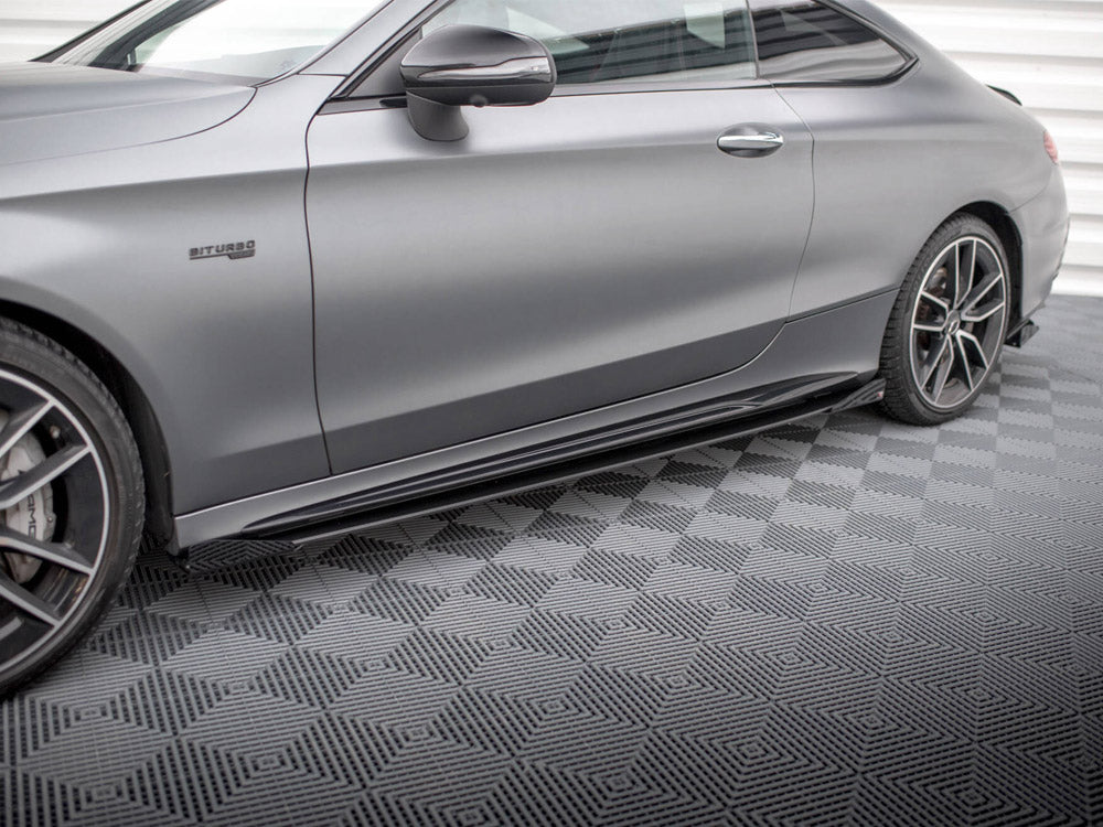 Street PRO Side Skirt Diffusers + Flaps compatible with Mercedes-AMG C43 Coupe / Cabrio C205 Facelift / A205 Facelift