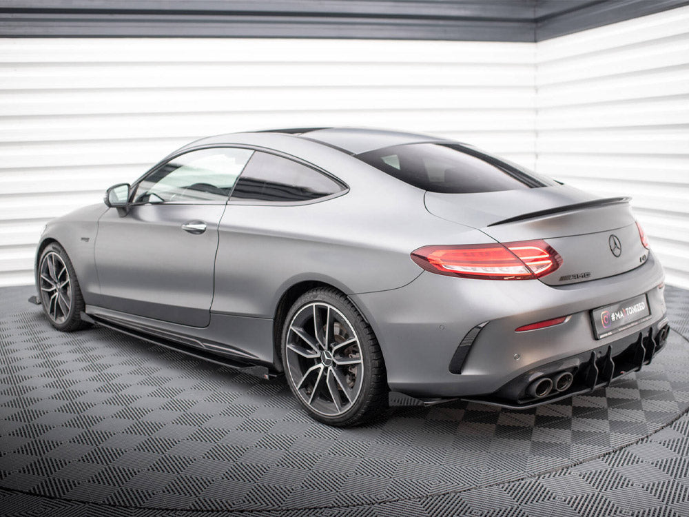 Street Pro Rear Side Splitters + Flaps compatible with Mercedes-AMG C43 Coupe / Cabrio C205 Facelift / A205 Facelift