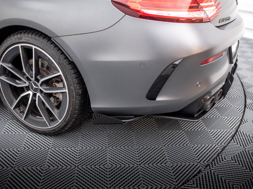 Street Pro Rear Side Splitters + Flaps compatible with Mercedes-AMG C43 Coupe / Cabrio C205 Facelift / A205 Facelift