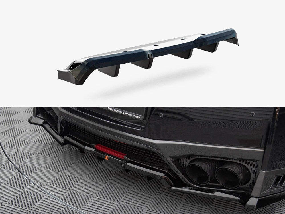 Central Rear Splitter (Vertical Bars) compatible with Nissan GT-R R35 Facelift