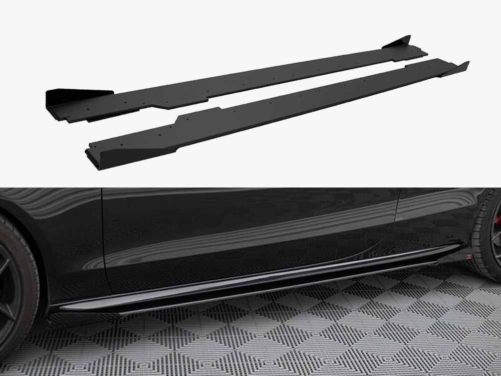 Street PRO Side Skirts Diffusers + Flaps compatible with Audi A5 / A5 S Line / S5 Coupe / Cabrio 8T / 8T Facelift