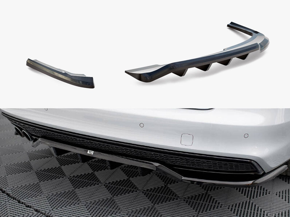 Central Rear Splitter (Vertical Bars) compatible with Audi A4 Competition B8 Facelift