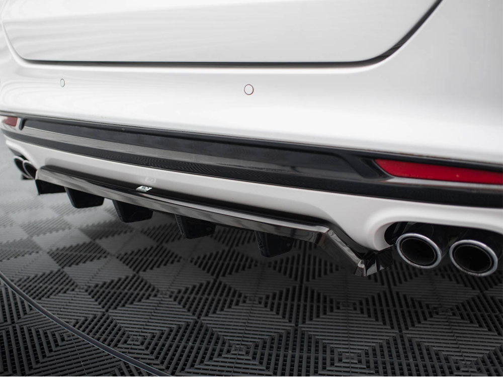 Central Rear Splitter (Vertical Bars) compatible with Ford Mondeo Sport Mk5 Facelift / Fusion Sport Mk2 Facelift