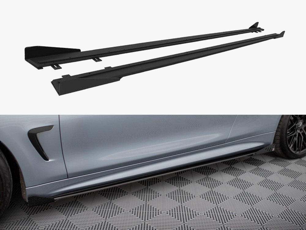 Street PRO Side Skirts Diffusers + Flaps compatible with BMW 4 Coupe / Gran Coupe / Cabrio M-Pack F32 / F36 / F33