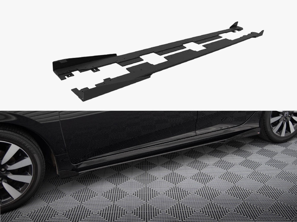 Street PRO Side Skirts Diffusers + Flaps compatible with Honda Civic Mk10