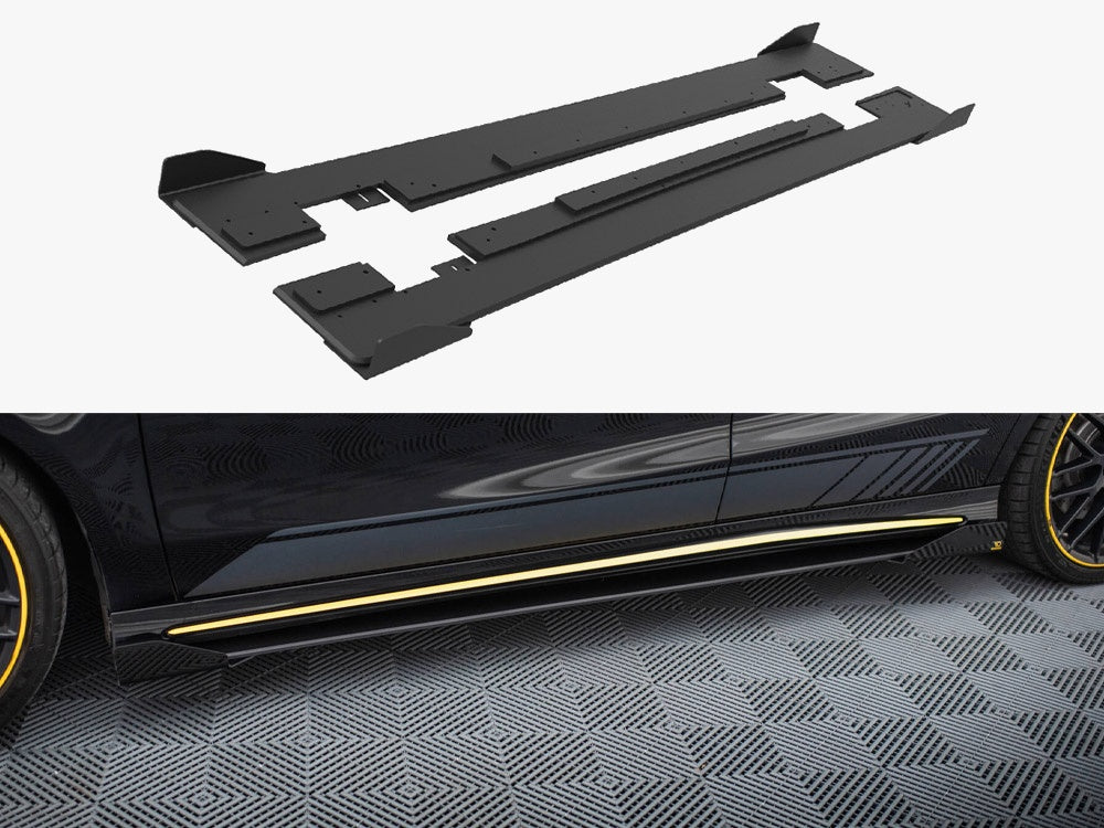 Street PRO Side Skirts Diffusers + Flaps compatible with Mercedes-AMG CLA 45 C117 Facelift