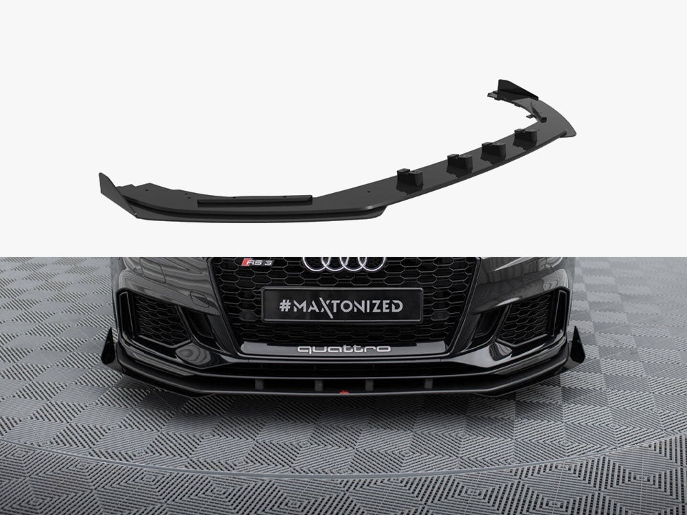 Street PRO Front Splitter V.1 + Flaps compatible with Audi RS 3 Sedan 8V Facelift