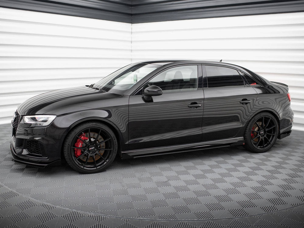 Street PRO Side Skirts Diffusers V.1 + Flaps compatible with Audi RS 3 Sedan 8V Facelift