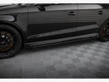 Street PRO Side Skirts Diffusers V.1 + Flaps compatible with Audi RS 3 Sedan 8V Facelift