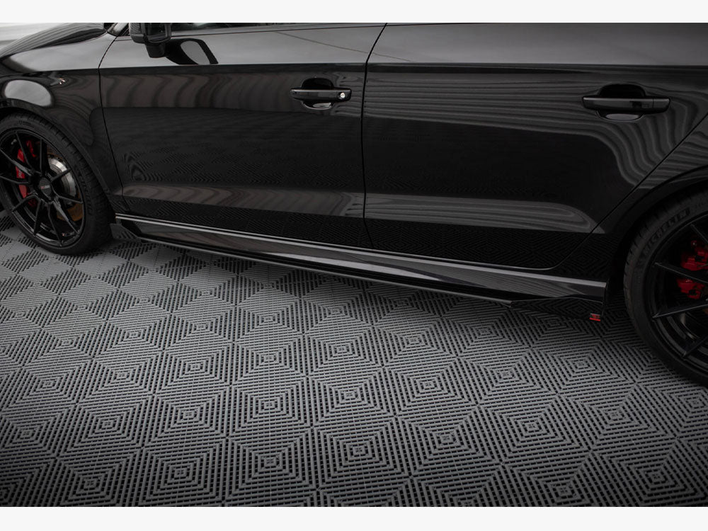 Street PRO Side Skirts Diffusers V.1 + Flaps compatible with Audi RS 3 Sedan 8V Facelift