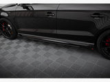 Street PRO Side Skirts Diffusers V.1 + Flaps compatible with Audi RS 3 Sedan 8V Facelift
