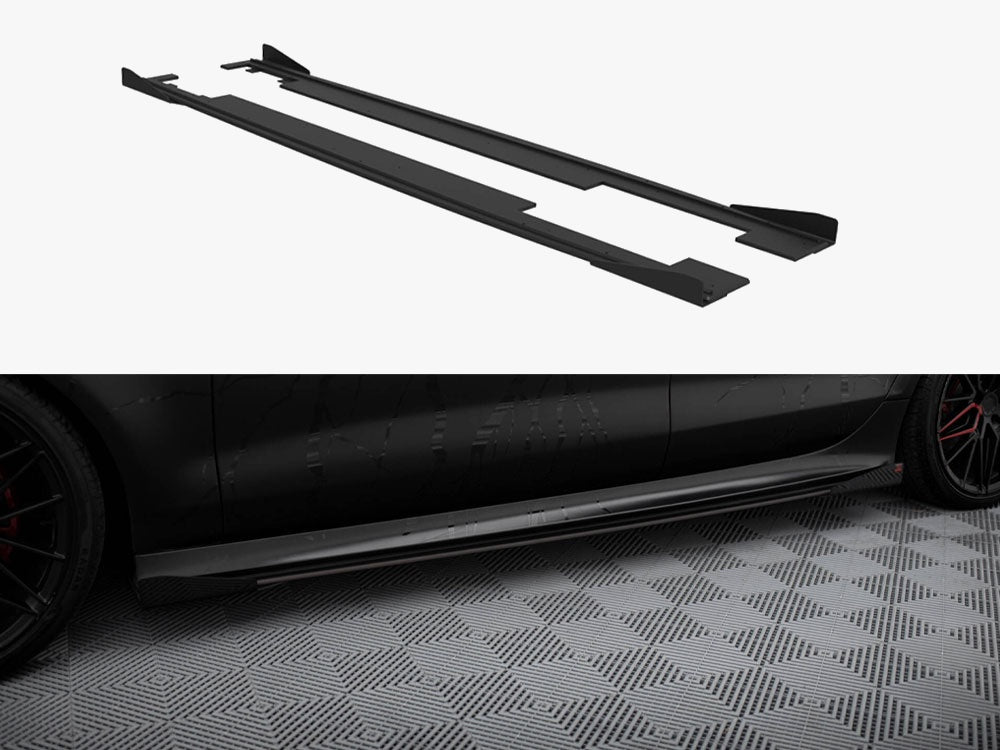 Street PRO Side Skirts Diffusers + Flaps compatible with Audi A7 RS 7 Look C7