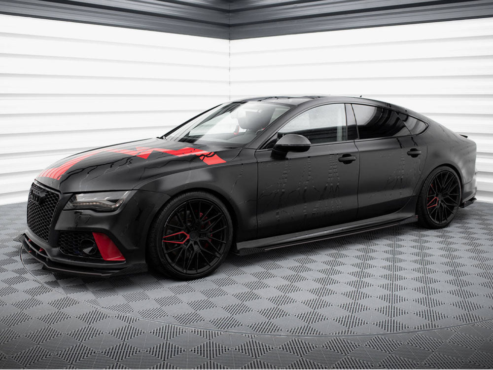 Street PRO Side Skirts Diffusers + Flaps compatible with Audi A7 RS 7 Look C7