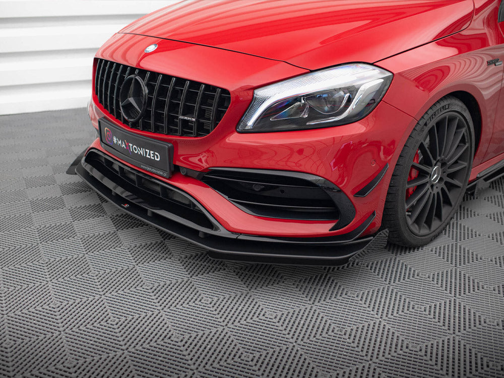 Street PRO Front Splitter + Flaps compatible with Mercedes-Benz A 45 AMG Aero W176 Facelift