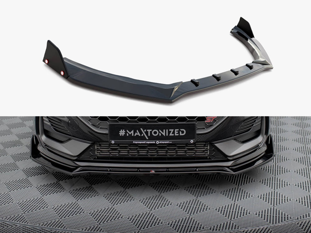 Front Splitter V.4 + Flaps compatible with Ford Fiesta ST / ST-Line Mk8 Facelift