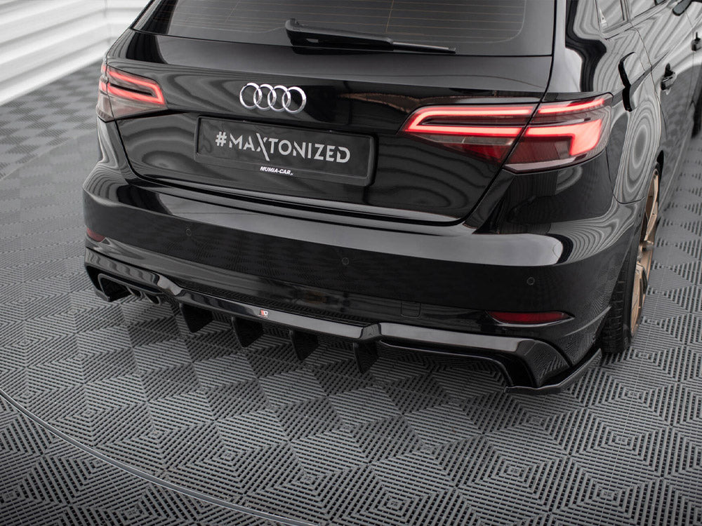 Rear Valance compatible with Audi A3 S Line Sportback 8V Facelift (Version with dual exhausts on one Side)