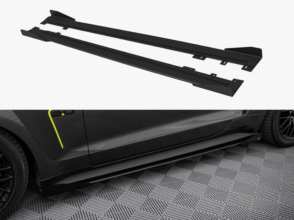 Street PRO Side Skirts Diffusers + Flaps compatible with Ford Mustang GT Mk6