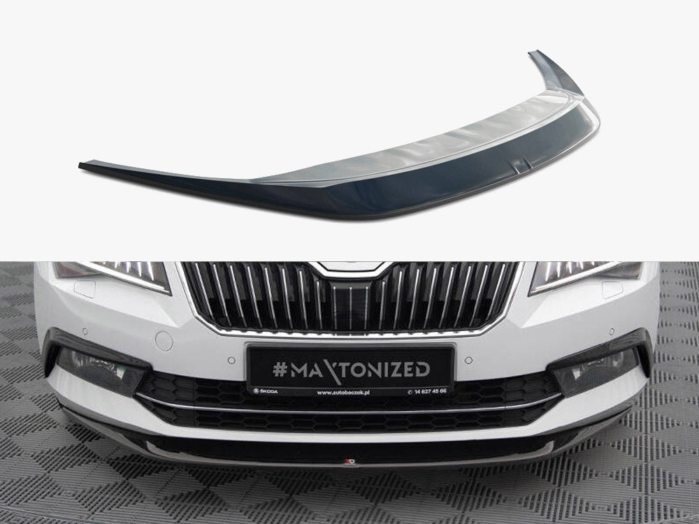 Front Splitter V.1 compatible with Skoda Superb Mk3 - Carbon Look