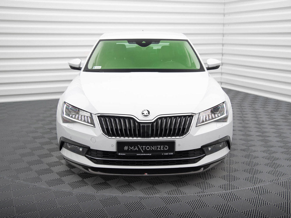 Front Splitter V.1 compatible with Skoda Superb Mk3 - Carbon Look