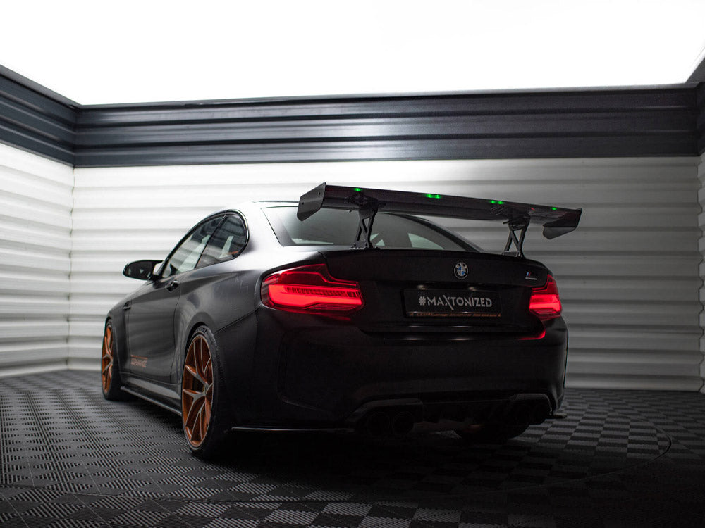 Carbon Spoiler With Internal Brackets Uprights + LED compatible with BMW M2 F87