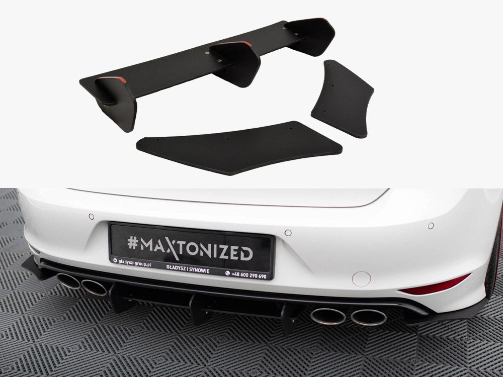 Rear Diffuser &amp; Rear Side Splitters compatible with Volkswagen Golf Mk7 R Hatchback