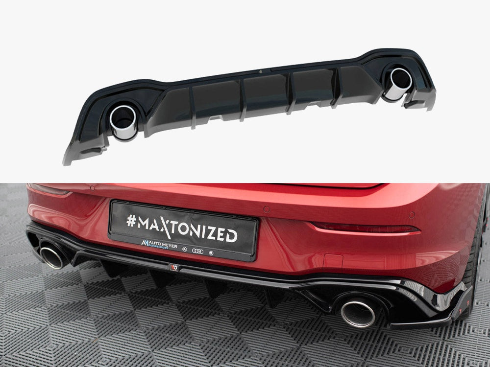 Rear Valance + Exhaust Ends Imitation compatible with Volkswagen Golf GTE / R-Line Mk8 / Mk8 Facelift