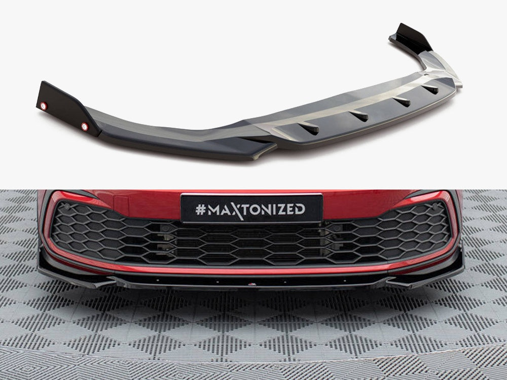 Front Splitter V.2 + Flaps compatible with Volkswagen Golf GTI / GTE / GTD / R-Line Mk8