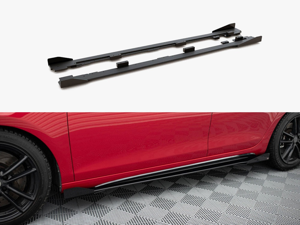 Street PRO Side Skirts Diffusers + Flaps compatible with VW Golf GTI Mk6