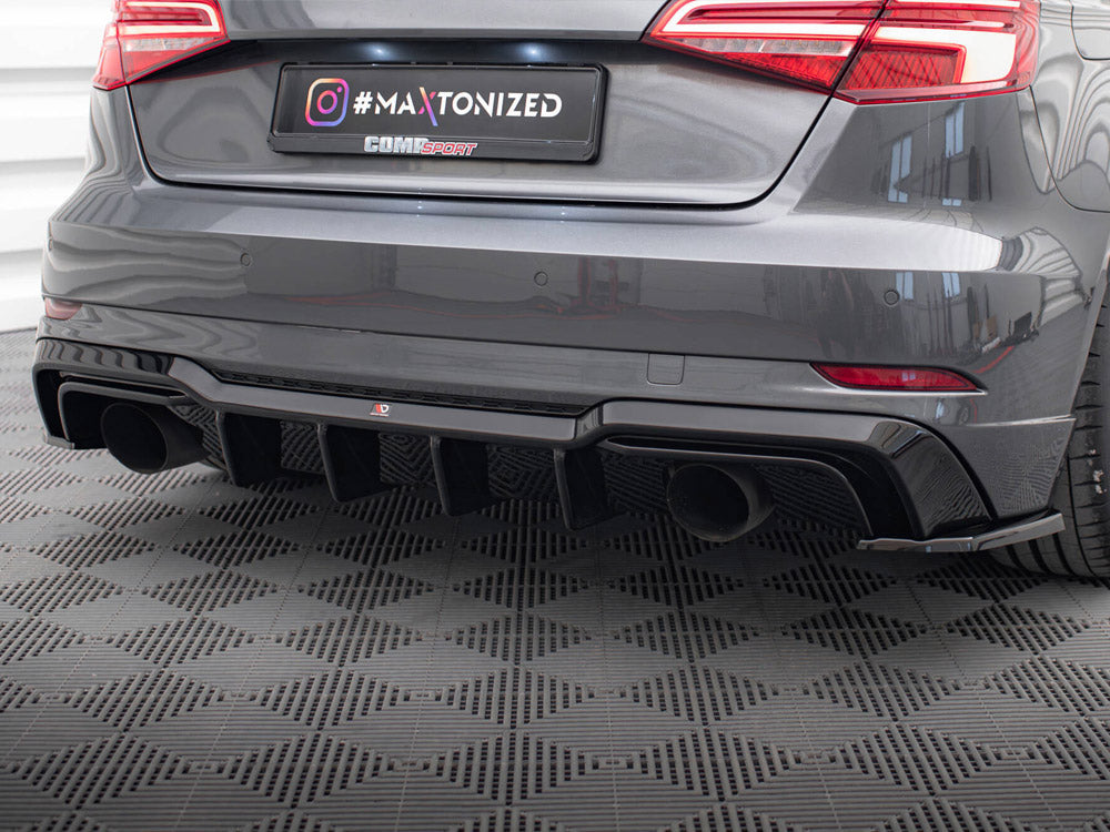 Rear Valance compatible with Audi A3 S Line Sportback 8V Facelift (Version with single exhausts on both sides)