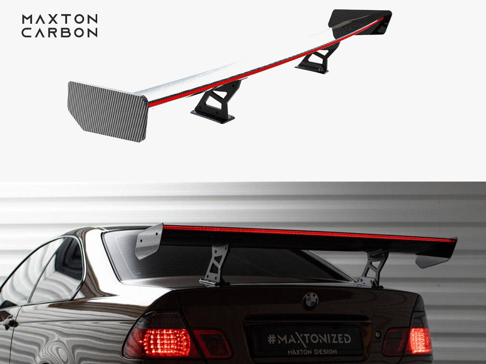 Carbon Spoiler With Internal Brackets Uprights + LED compatible with BMW 3 Coupe E46