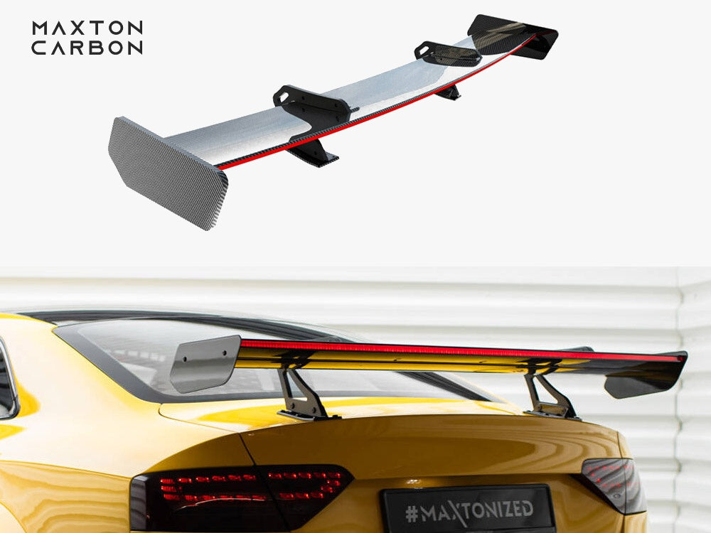 Carbon Spoiler With Upper Swan Mounting + LED compatible with Audi A5 Coupe 8T