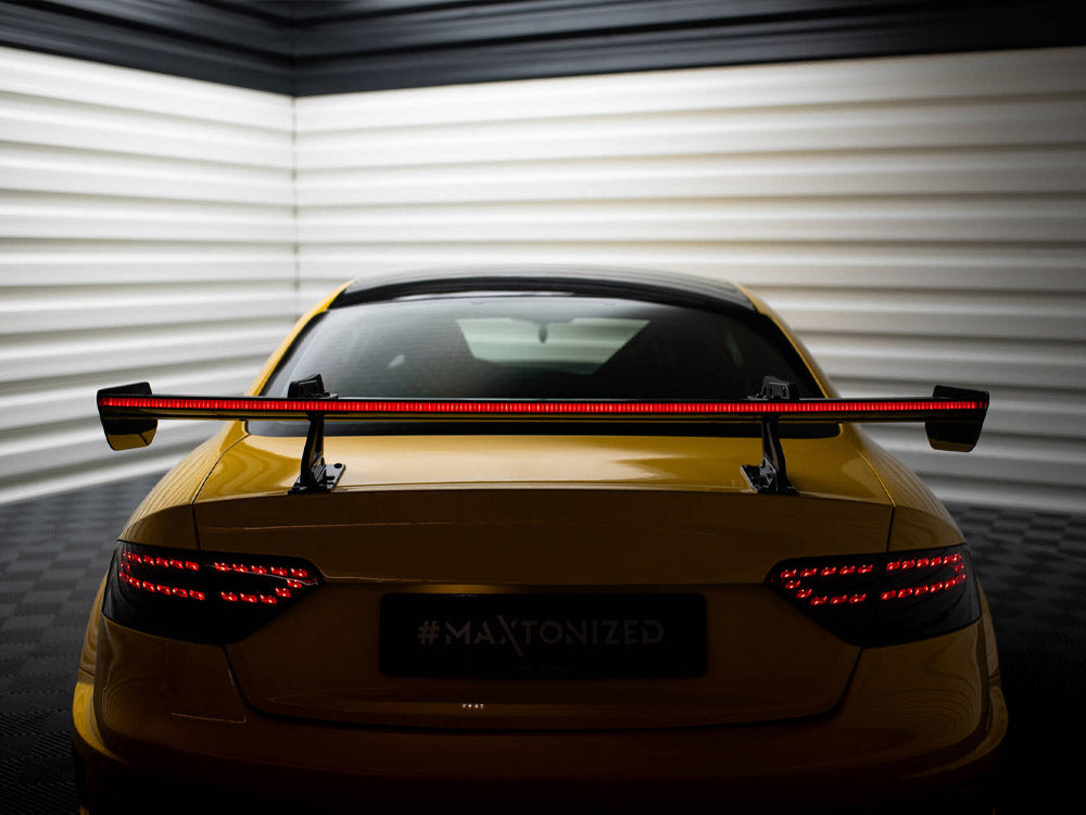 Carbon Spoiler With Upper Swan Mounting + LED compatible with Audi A5 Coupe 8T