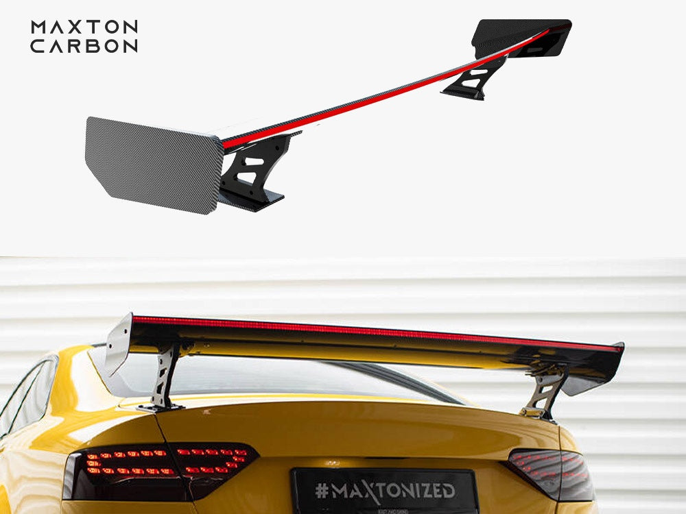 Carbon Spoiler With External Brackets Uprights + LED compatible with Audi A5 Coupe 8T