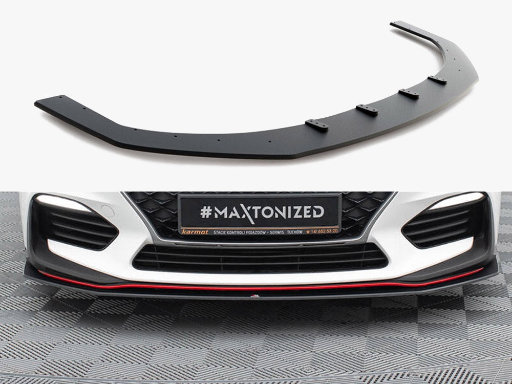 Street PRO Front Splitter compatible with Hyundai i30 N Mk3 Hatchback / Fastback - Black-Red