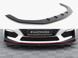 Street PRO Front Splitter compatible with Hyundai i30 N Mk3 Hatchback / Fastback - Black-Red