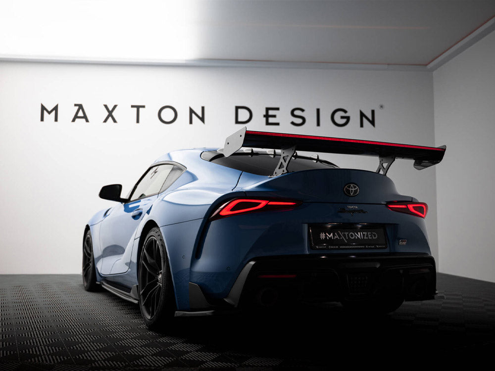 Carbon Spoiler With External Brackets Uprights + LED compatible with Toyota Supra Mk5