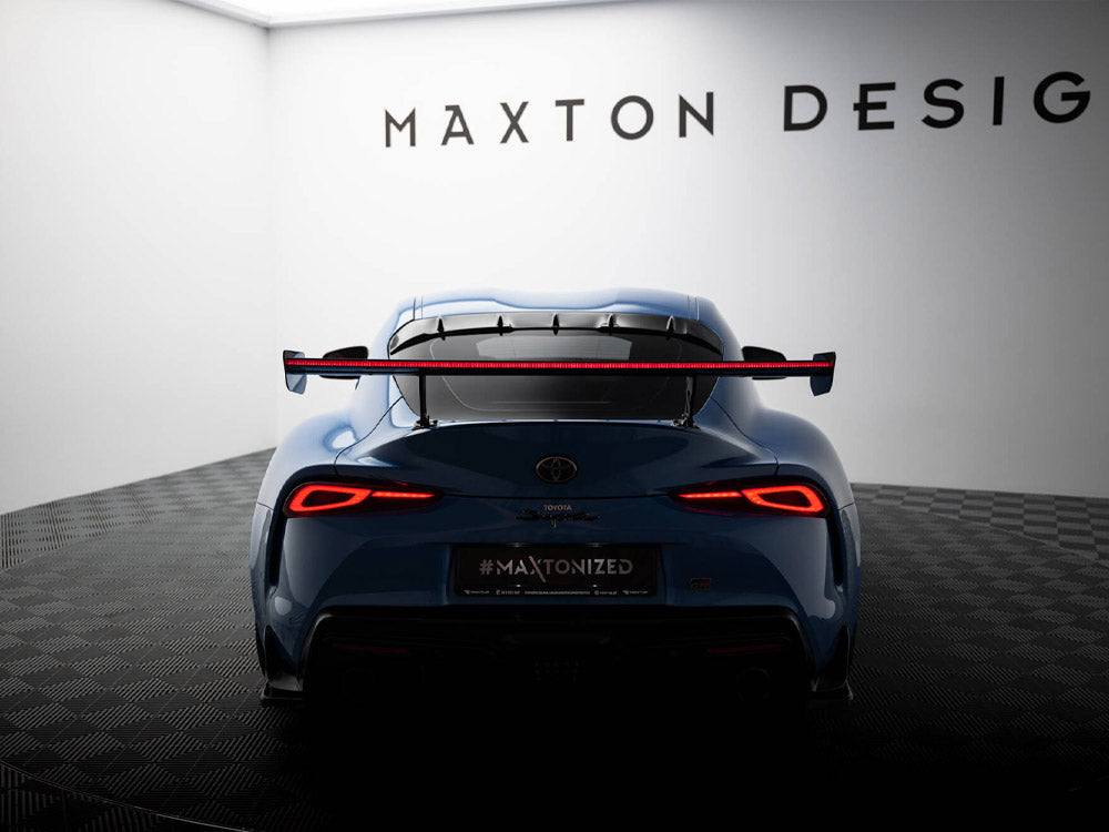 Carbon Spoiler With External Brackets Uprights + LED compatible with Toyota Supra Mk5