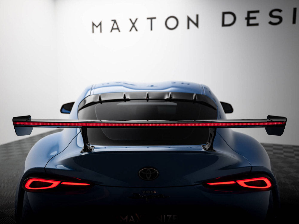 Carbon Spoiler With External Brackets Uprights + LED compatible with Toyota Supra Mk5