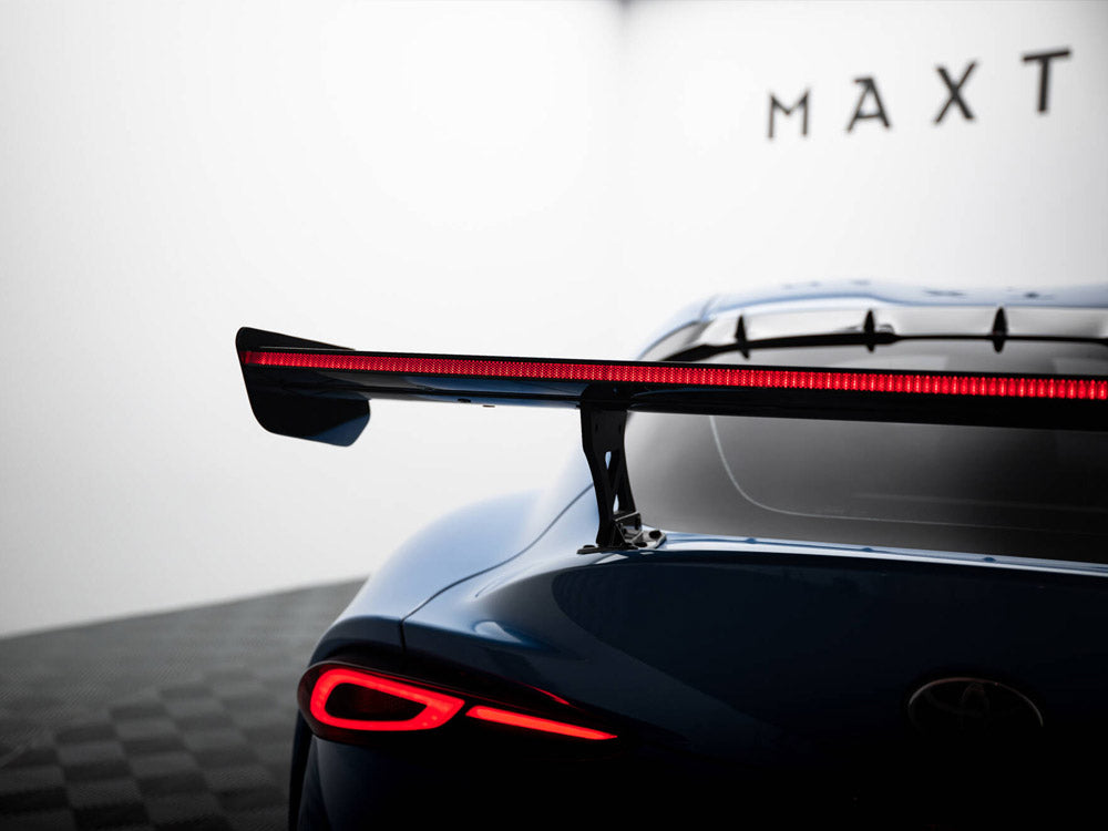 Carbon Spoiler With External Brackets Uprights + LED compatible with Toyota Supra Mk5