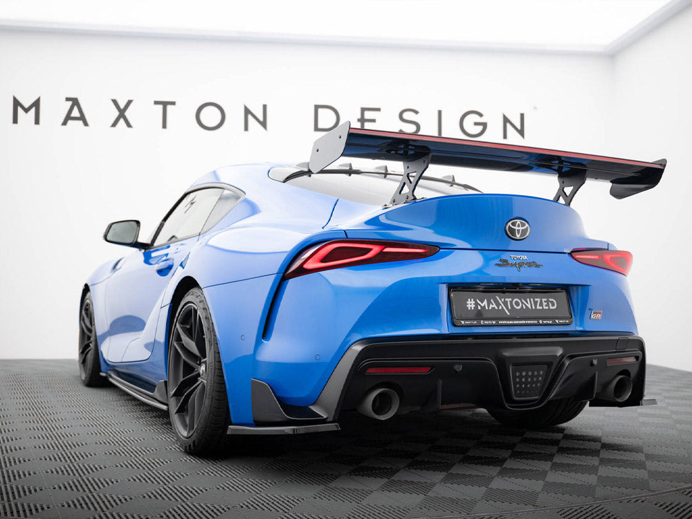 Carbon Spoiler With External Brackets Uprights + LED compatible with Toyota Supra Mk5