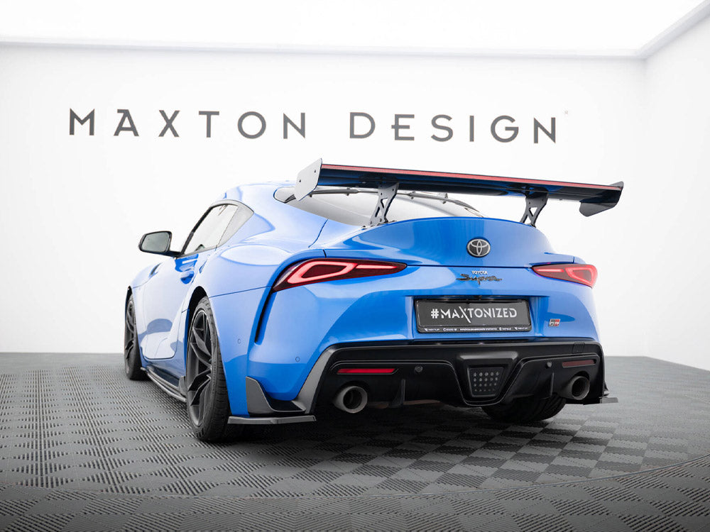 Carbon Spoiler With External Brackets Uprights + LED compatible with Toyota Supra Mk5