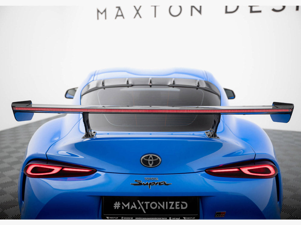 Carbon Spoiler With External Brackets Uprights + LED compatible with Toyota Supra Mk5